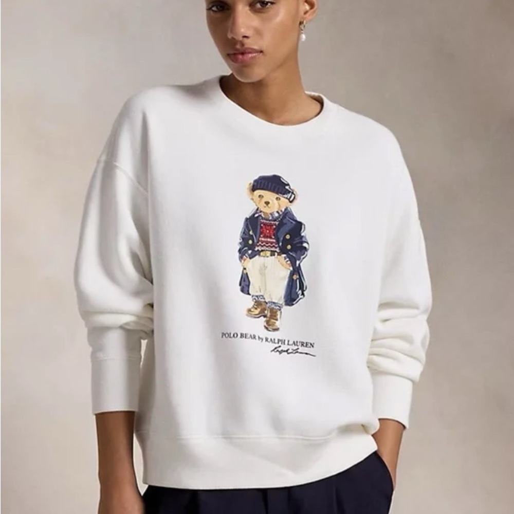 Polo by Ralph Lauren White Crewneck Sweatshirt with Iconic Polo Bear
